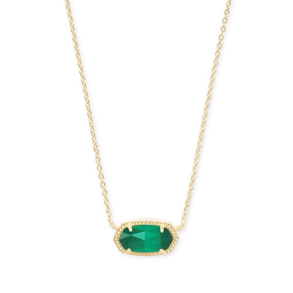 Kendra Scott Gold Necklace with Emerald Cats Eye / Dustbag Included / NWT